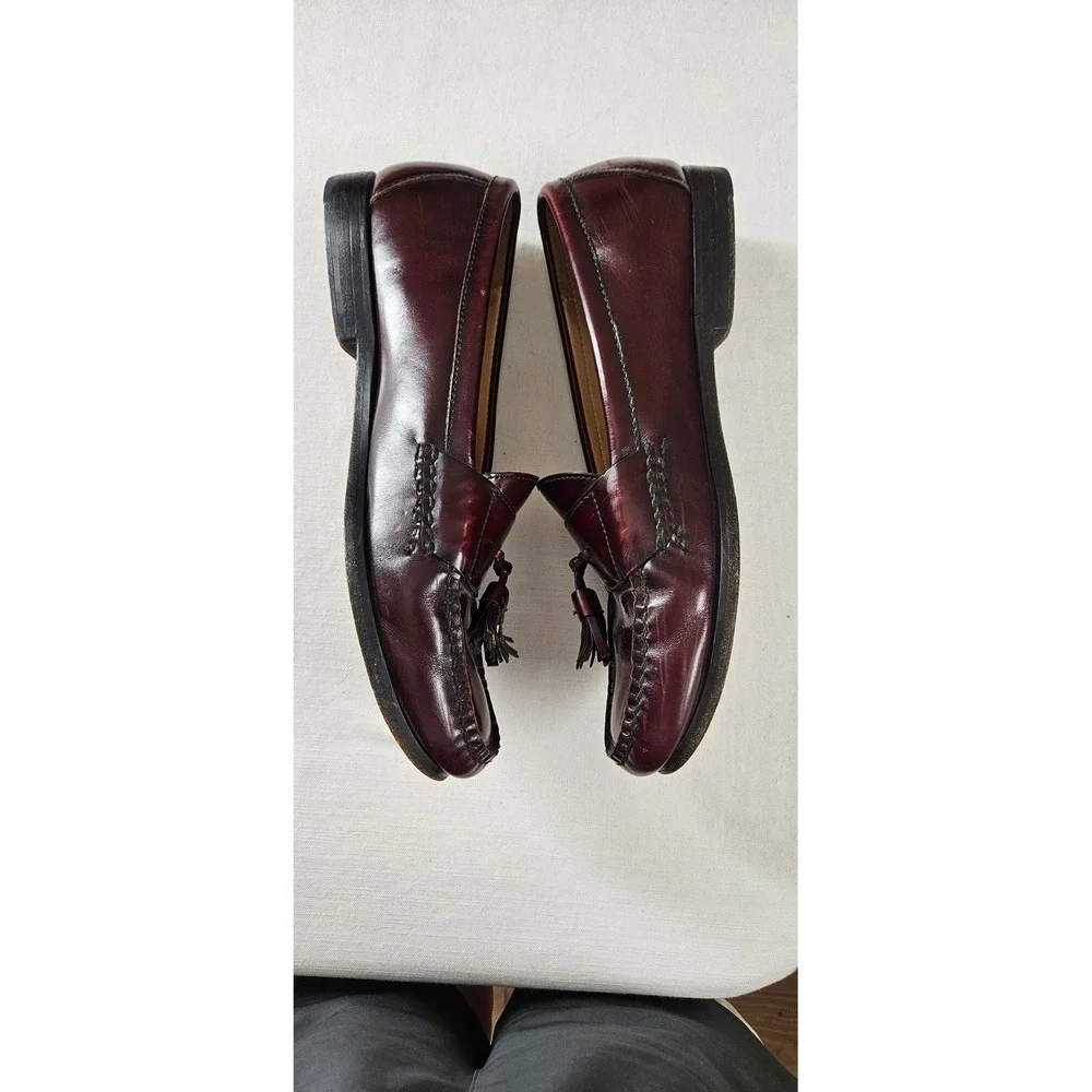 Cole Haan Mens Burgundy Leather Tassel Kiltie Loafers BO 3507 Size 10 D